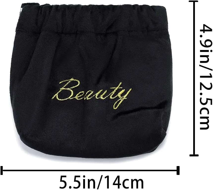 Small Makeup Bag for Purse Travel Cosmetic Bags Soft Velvet Makeup Pouch for Women and Girls (Green)