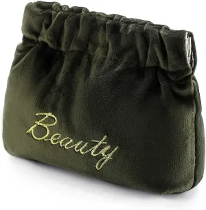 Small Makeup Bag for Purse Travel Cosmetic Bags Soft Velvet Makeup Pouch for Women and Girls (Green)