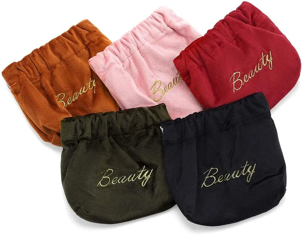 Small Makeup Bag for Purse Travel Cosmetic Bags Soft Velvet Makeup Pouch for Women and Girls (Green)