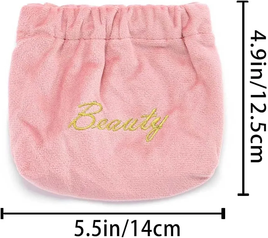 Small Makeup Bag for Purse Travel Cosmetic Bags Soft Velvet Makeup Pouch for Women and Girls (Green)