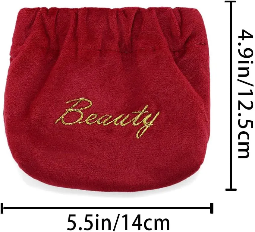 Small Makeup Bag for Purse Travel Cosmetic Bags Soft Velvet Makeup Pouch for Women and Girls (Green)