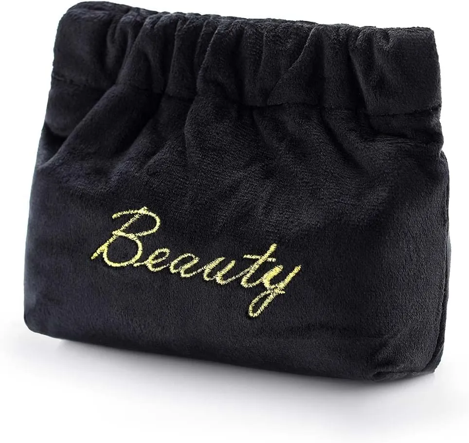 Small Makeup Bag for Purse Travel Cosmetic Bags Soft Velvet Makeup Pouch for Women and Girls (Green)