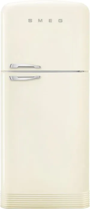 Smeg FAB50 50's Retro Style Aesthetic Top Freezer Refrigerator with Ice Maker 19.28 Cu Total Capacity Multiflow Cooling System Adjustable Glass Shelves Left Hand Hinge Cream Made In Italy