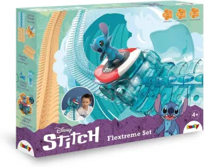 Smoby - Stitch - FleXtreme - 4m 40m Car Circuit - 184 Flexible and Modular Tracks   1 Stitch Vehicle Light Effects - Batteries Included - Suitable for Ages 4 