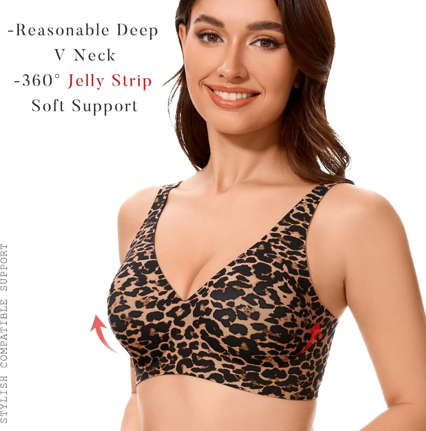 Smooth V Bras for Women No Underwire Seamless Plunge Bralettes T Shirt Sleep Everyday Bra with Bra Extender