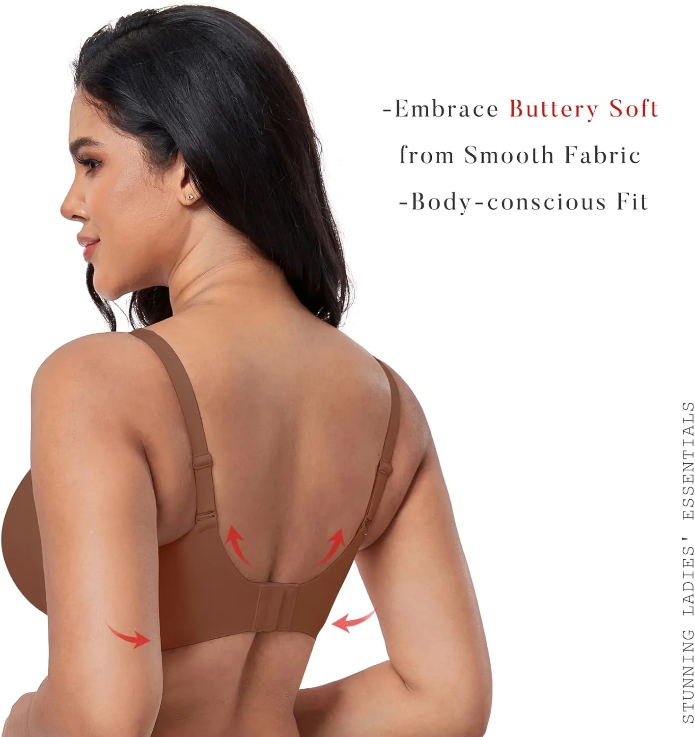 Smooth V Bras for Women No Underwire Seamless Plunge Bralettes T Shirt Sleep Everyday Bra with Bra Extender