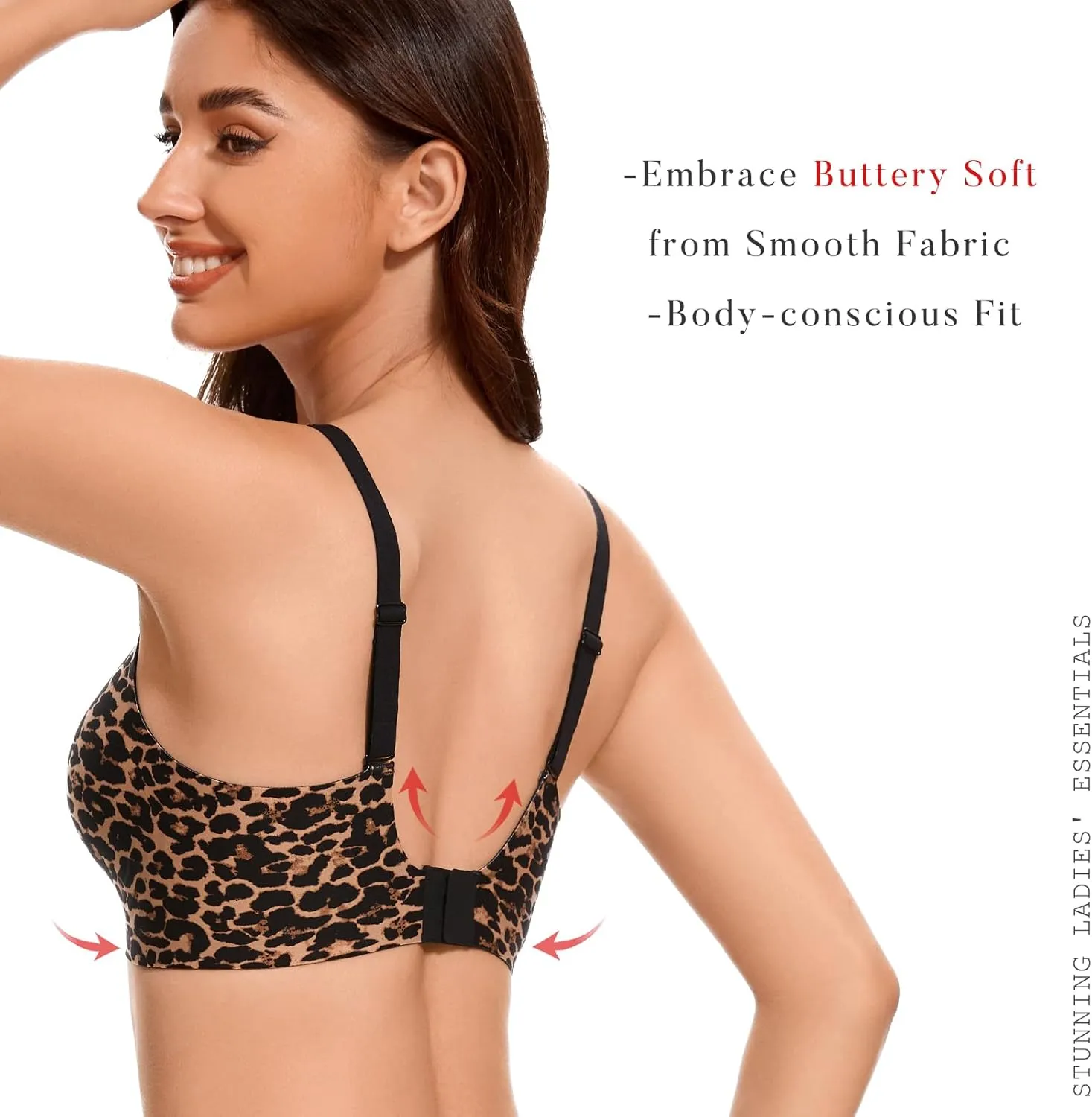 Smooth V Bras for Women No Underwire Seamless Plunge Bralettes T Shirt Sleep Everyday Bra with Bra Extender