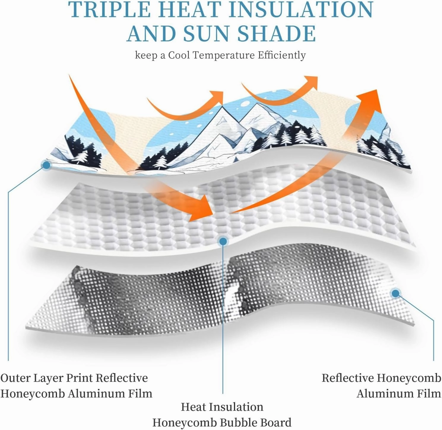Snow-Capped Mountains Print Car Windshield Sun Shade, Vehicle Front Window Shield Cover Sun Visor Protection