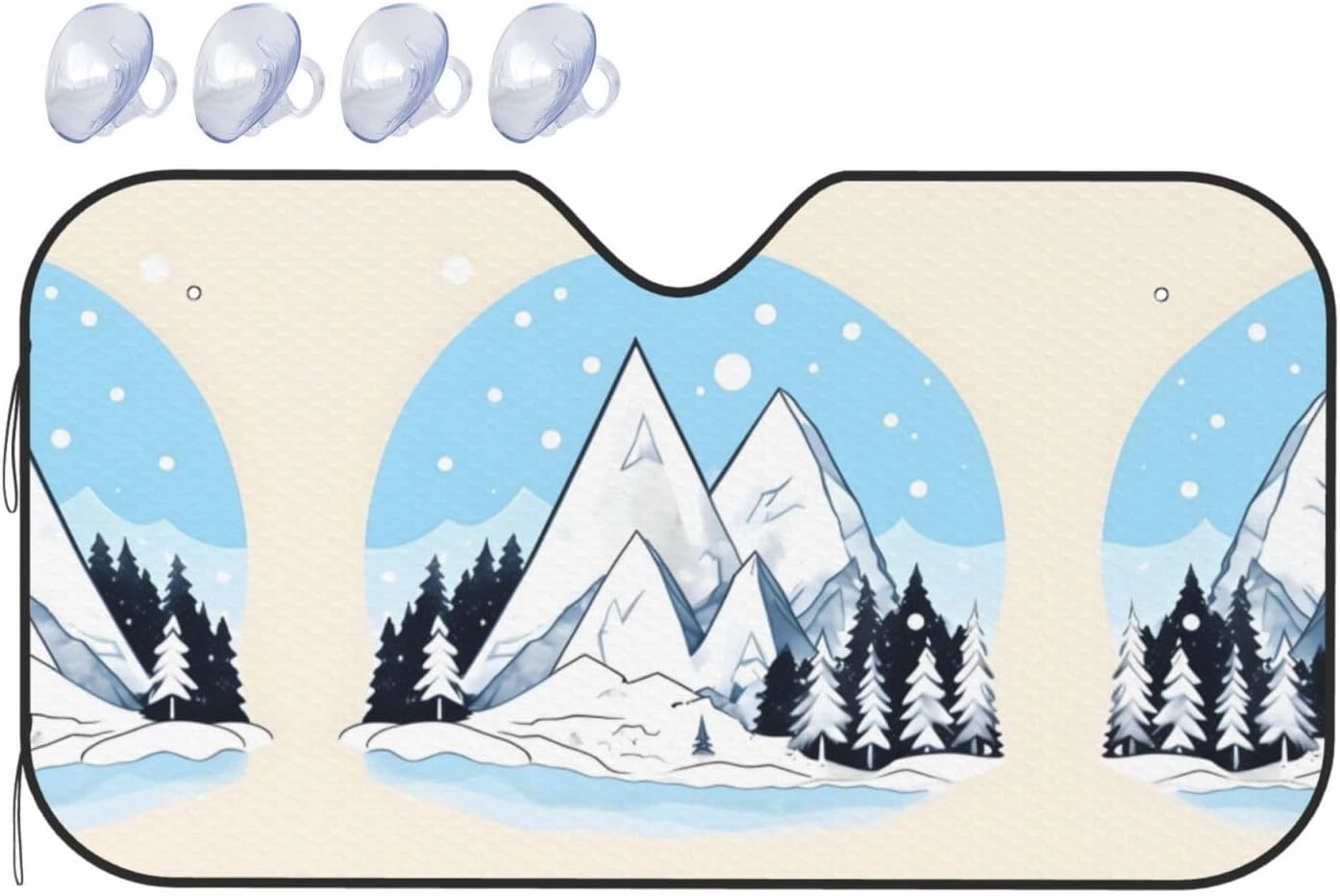 Snow-Capped Mountains Print Car Windshield Sun Shade, Vehicle Front Window Shield Cover Sun Visor Protection
