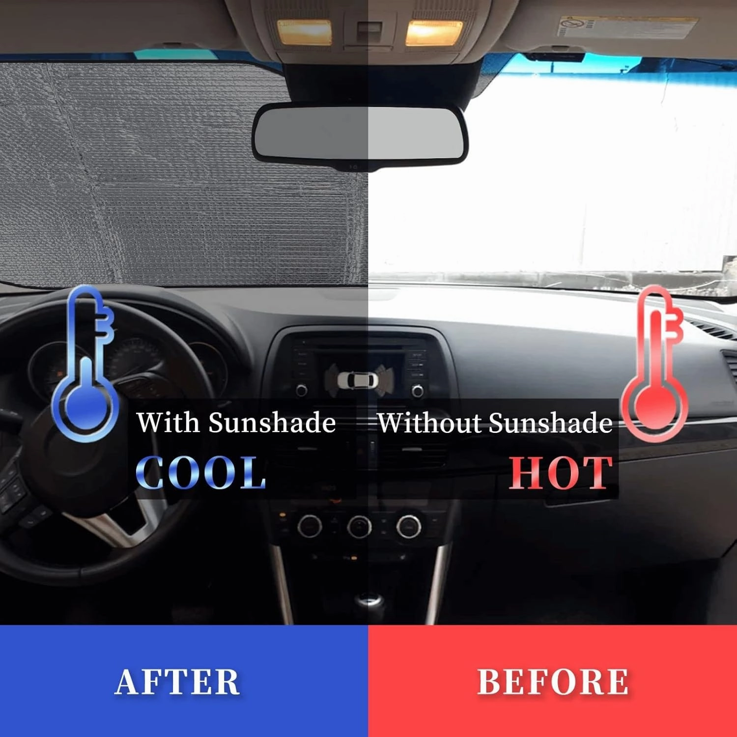 Snow-Capped Mountains Print Car Windshield Sun Shade, Vehicle Front Window Shield Cover Sun Visor Protection