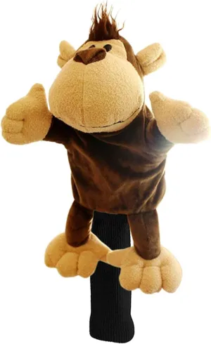 Soft Plush Golf Club Driver Headcover, Cute Animal Golf Wood Headcovers, Women Men Golfer Gift & Golf Bag Accessories - Monkey