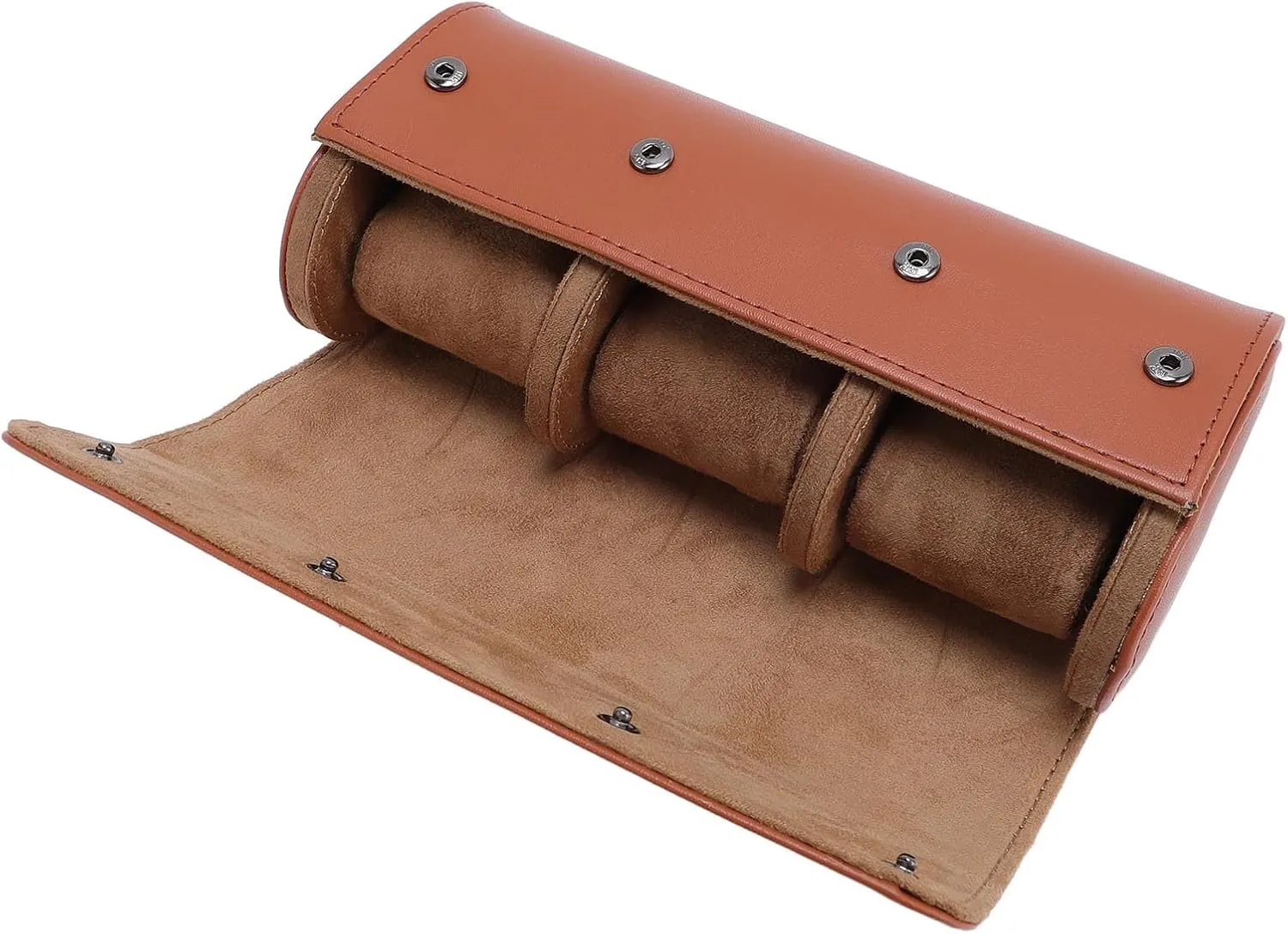 Soft Protection Watch Roll Case, PU Leather Travel Case with Secure Storage for Mens and Womens Mechanical Watch Organizer and Display, Ideal Lovers (Triple Grid)