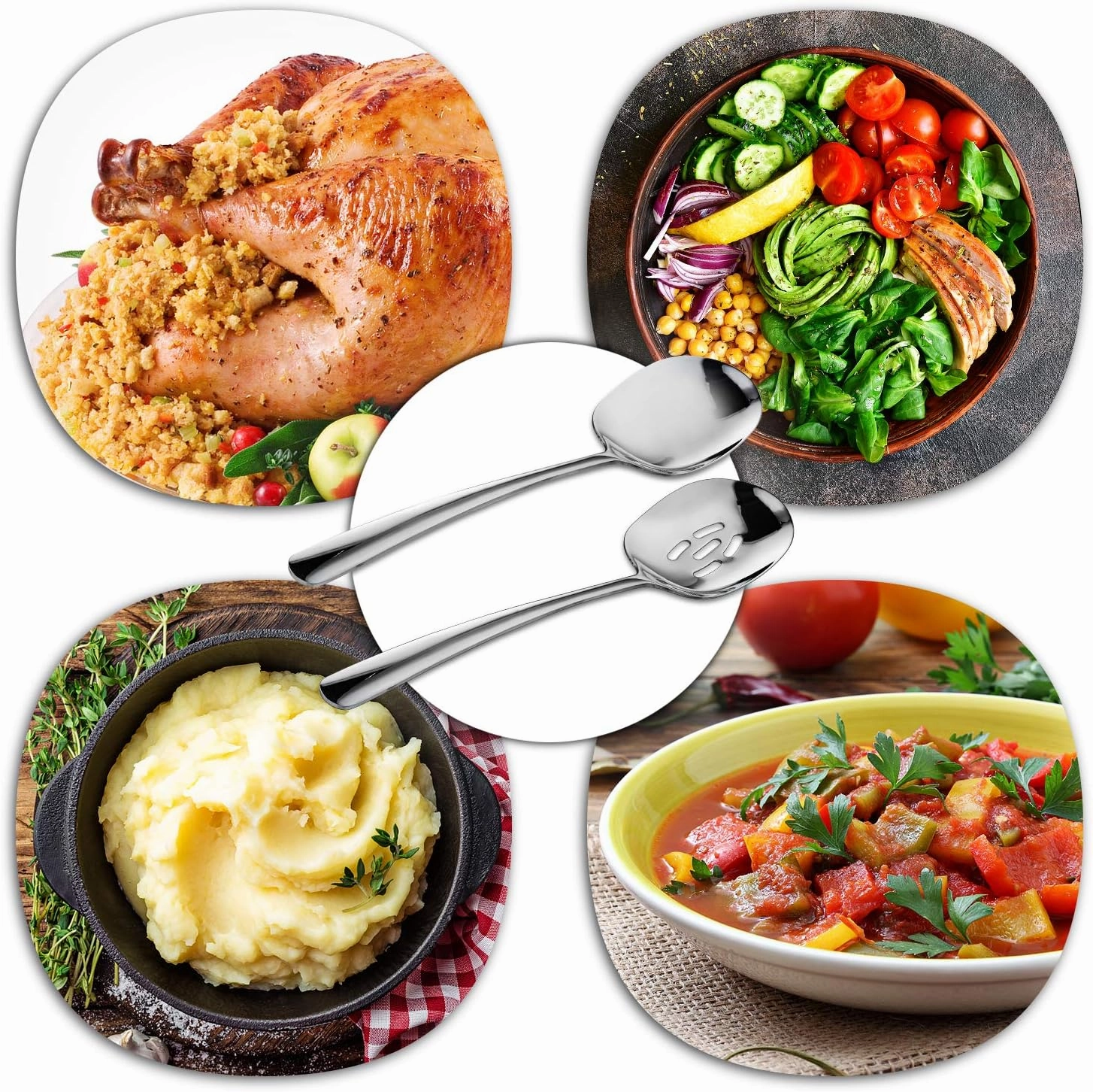 SOLEADER Extra Large Slotted Serving Spoon, 12 Inch Stainless Steel, Slotted Spoons for Cooking, Buffet Silverware, Dishwasher Safe, Pack of 12