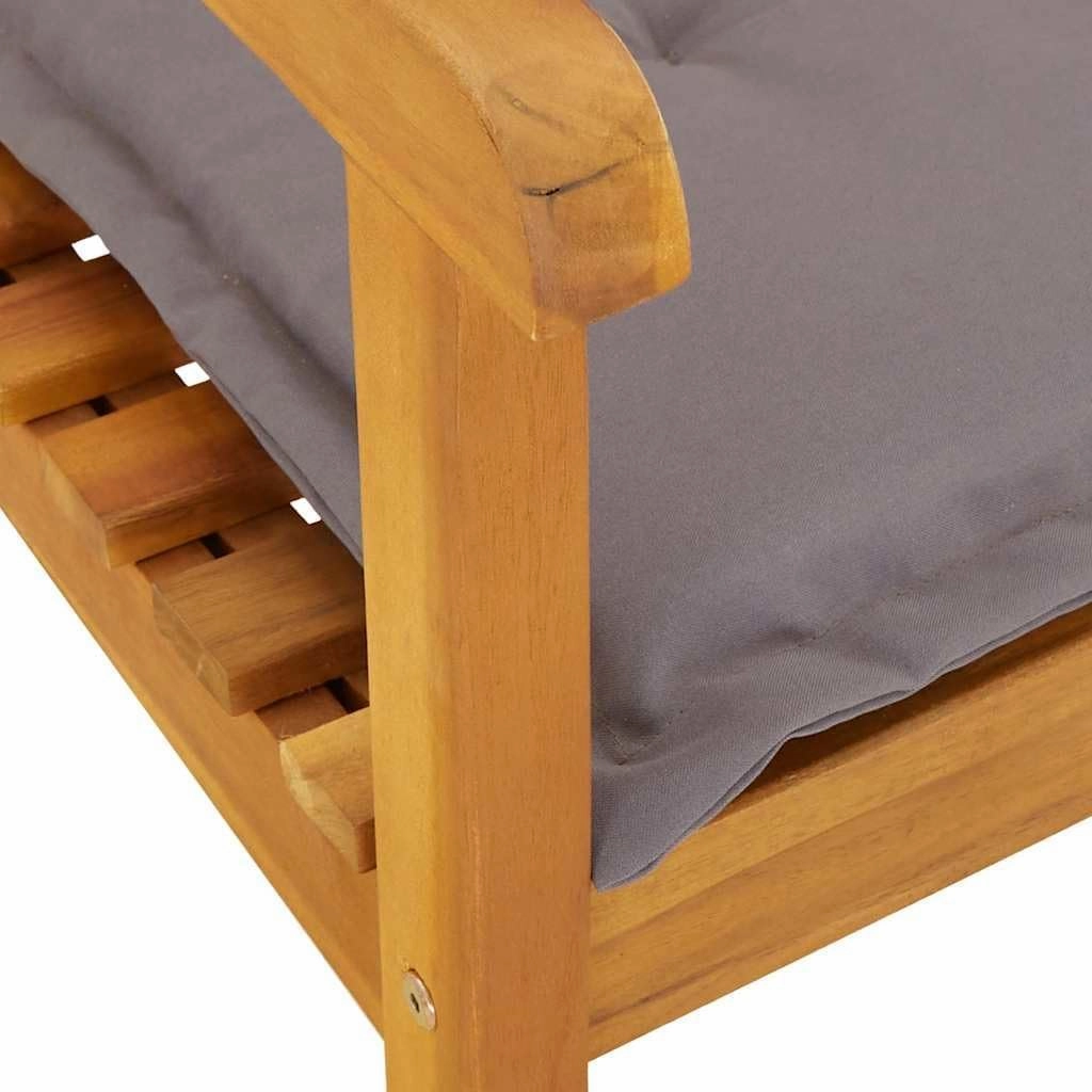 Solid Acacia Wood Rocking Chair with Dark Gray Cushions, Durable Indoor/Outdoor Patio Furniture Lounge Chair for Living Room, Beach, Camping (21.3" W x 40.6" H)