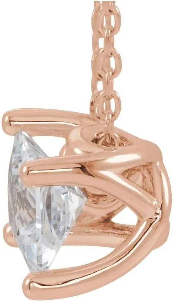 Solitaire Sapphire Solitaire Charm Pendant Chain Necklace Adjustable 16" to 18" (9.1mm x 9.1mm)