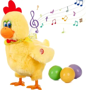 SOMOYA Chicken Laying Egg Toys Animal Toy Electric Plush Crazy Toy Dancing with Sound Music Easter Toys Yellow