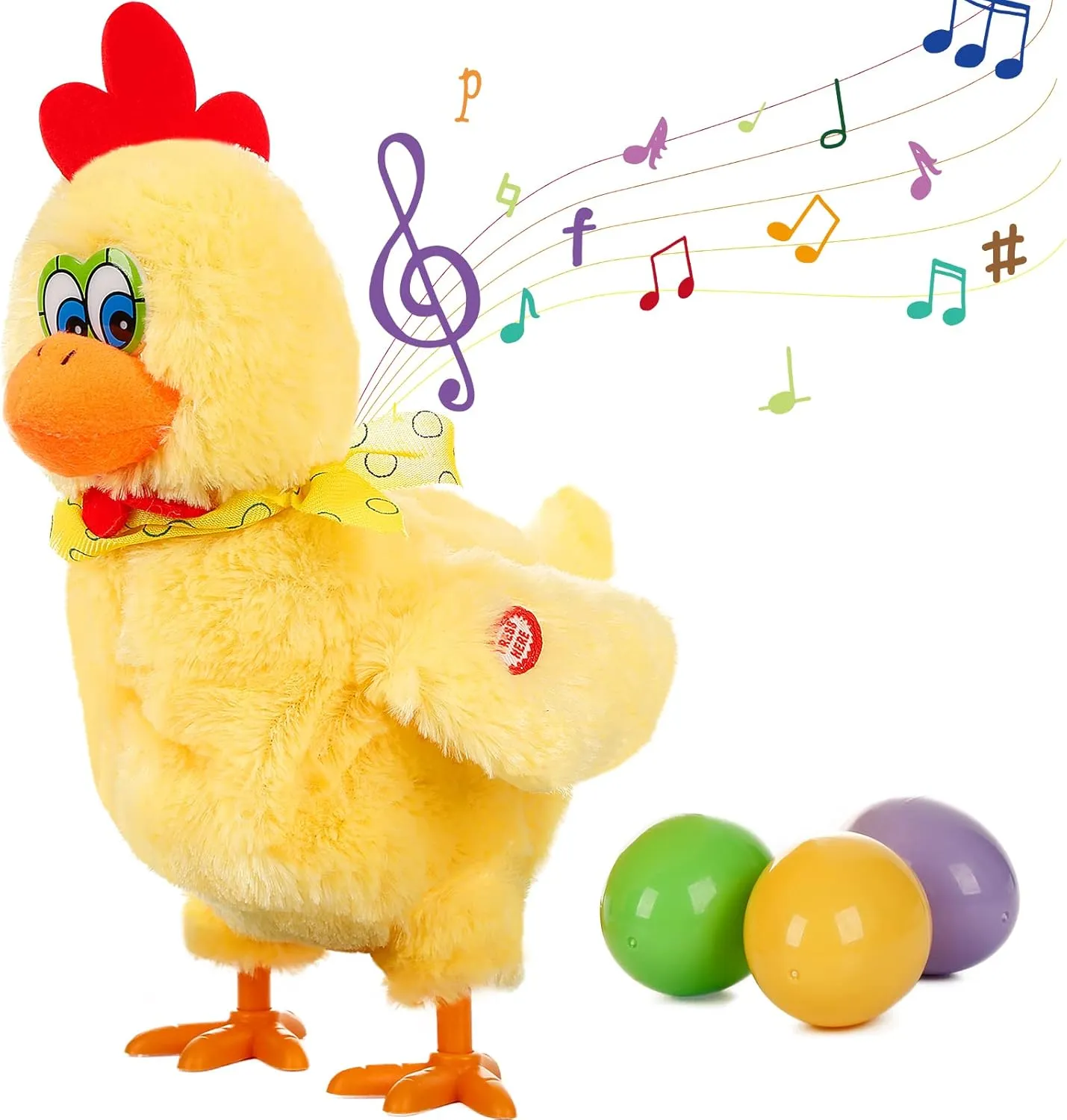 SOMOYA Chicken Laying Egg Toys Animal Toy Electric Plush Crazy Toy Dancing with Sound Music Easter Toys Yellow