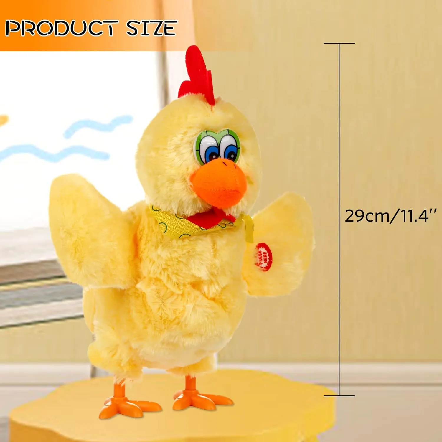 SOMOYA Chicken Laying Egg Toys Animal Toy Electric Plush Crazy Toy Dancing with Sound Music Easter Toys Yellow
