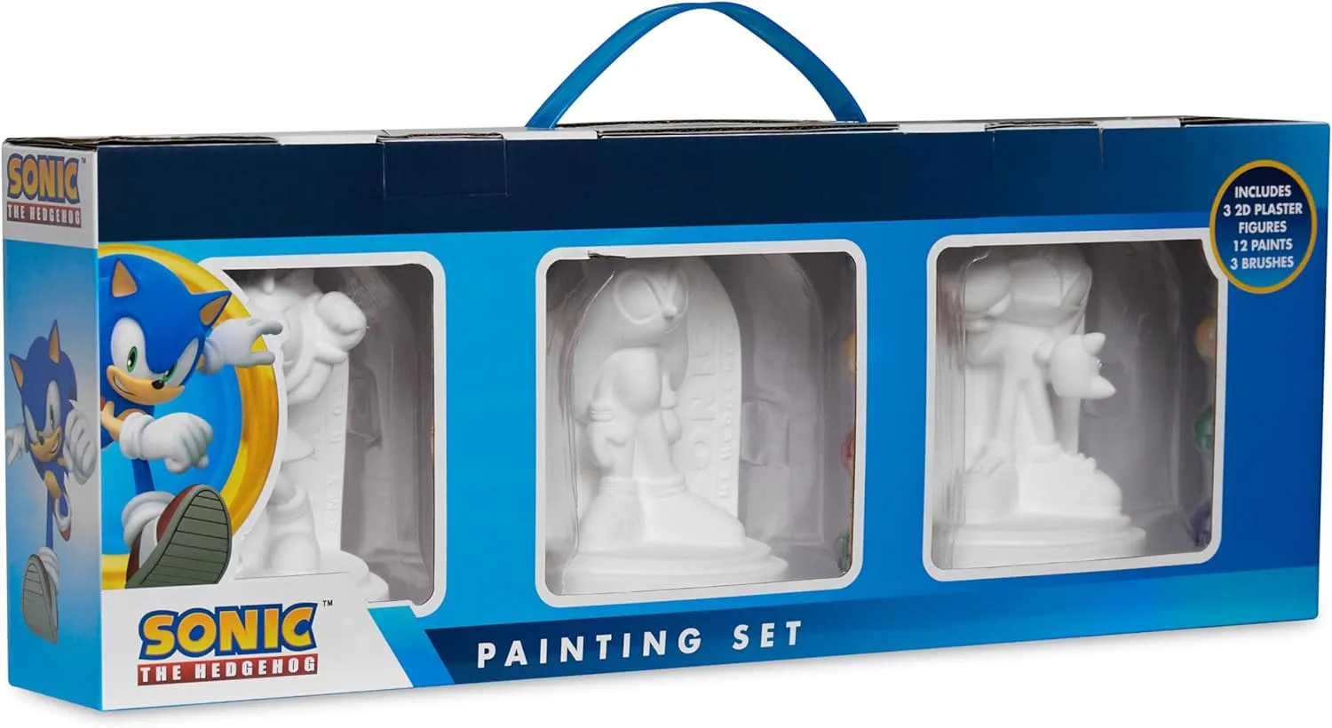 Sonic The Hedgehog Paint Your Own Figures Set of 3 for Kids Teenagers DIY Crafts Art Set Knuckles Amy - Gifts for Gamers