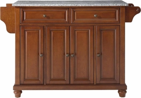 Sophisticated Simplicity Full Size Kitchen Island with Spacious Countertop, Portable Design, Modern Kitchen Furniture, Convenient Storage Drawers Cherry/Gray Granite Top