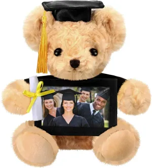 Sotiff 10'' 2025 Graduation Plush Bear with Picture Frame for 4 x 6'' Photo Graduation Gifts Stuffed Bear for Kids Granddaughter Son Girls Boys Preschool Kindergarten Students(Brown, Black)