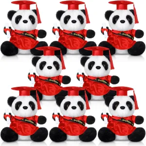 Sotiff 8 Pcs 8'' Graduation Plush Panda Bear Gift 2025 Stuffed Animals with Bachelor Gown Plush Cute Bear Graduation Congrats Grad Present for Grad Ceremony(Red)