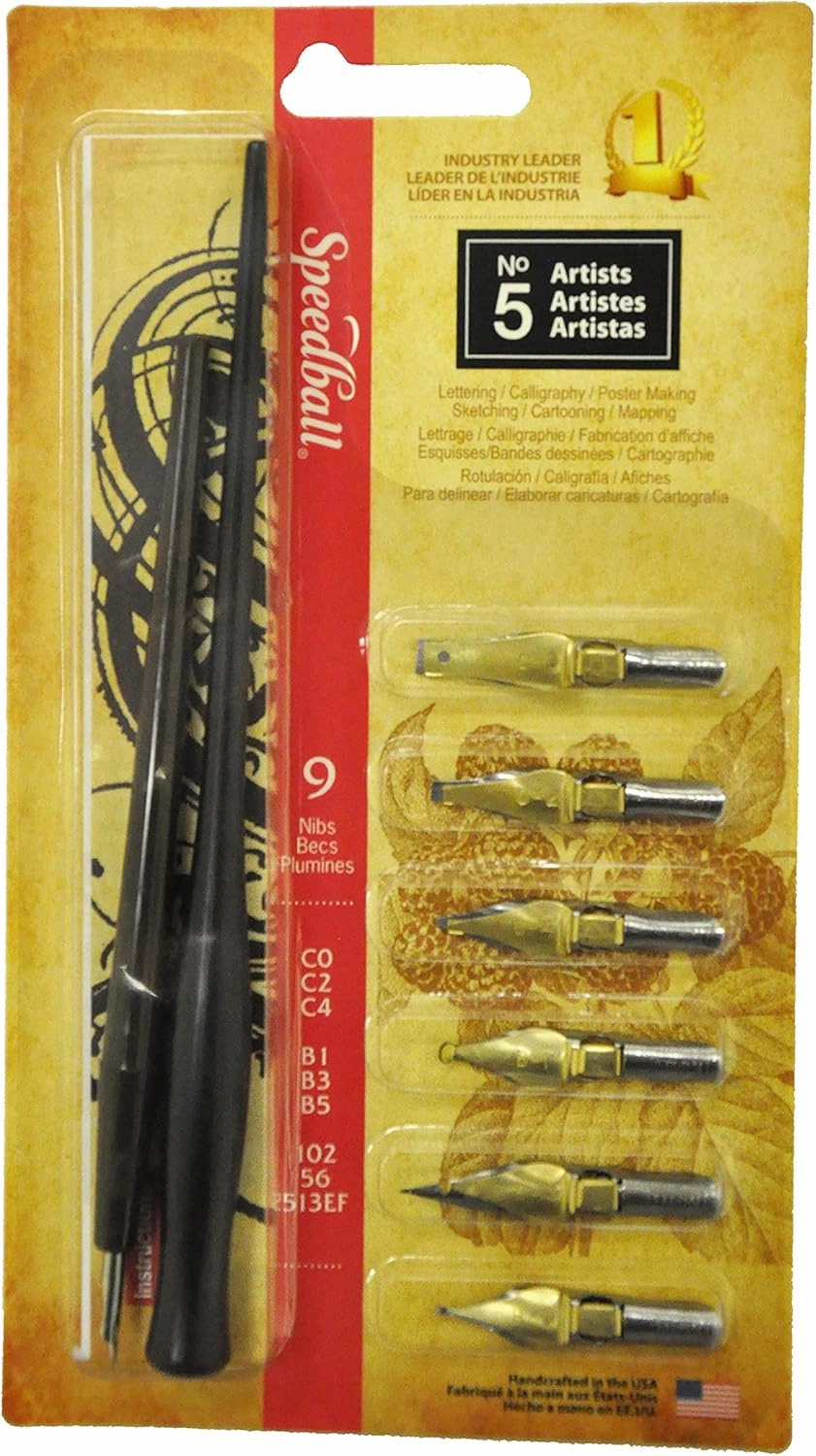 Speedball Calligraphy No-5 Artists Project Set, 2 Penholders & 8 Nibs (SB2962)