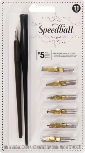 Speedball Calligraphy No-5 Artists Project Set, 2 Penholders & 8 Nibs (SB2962)