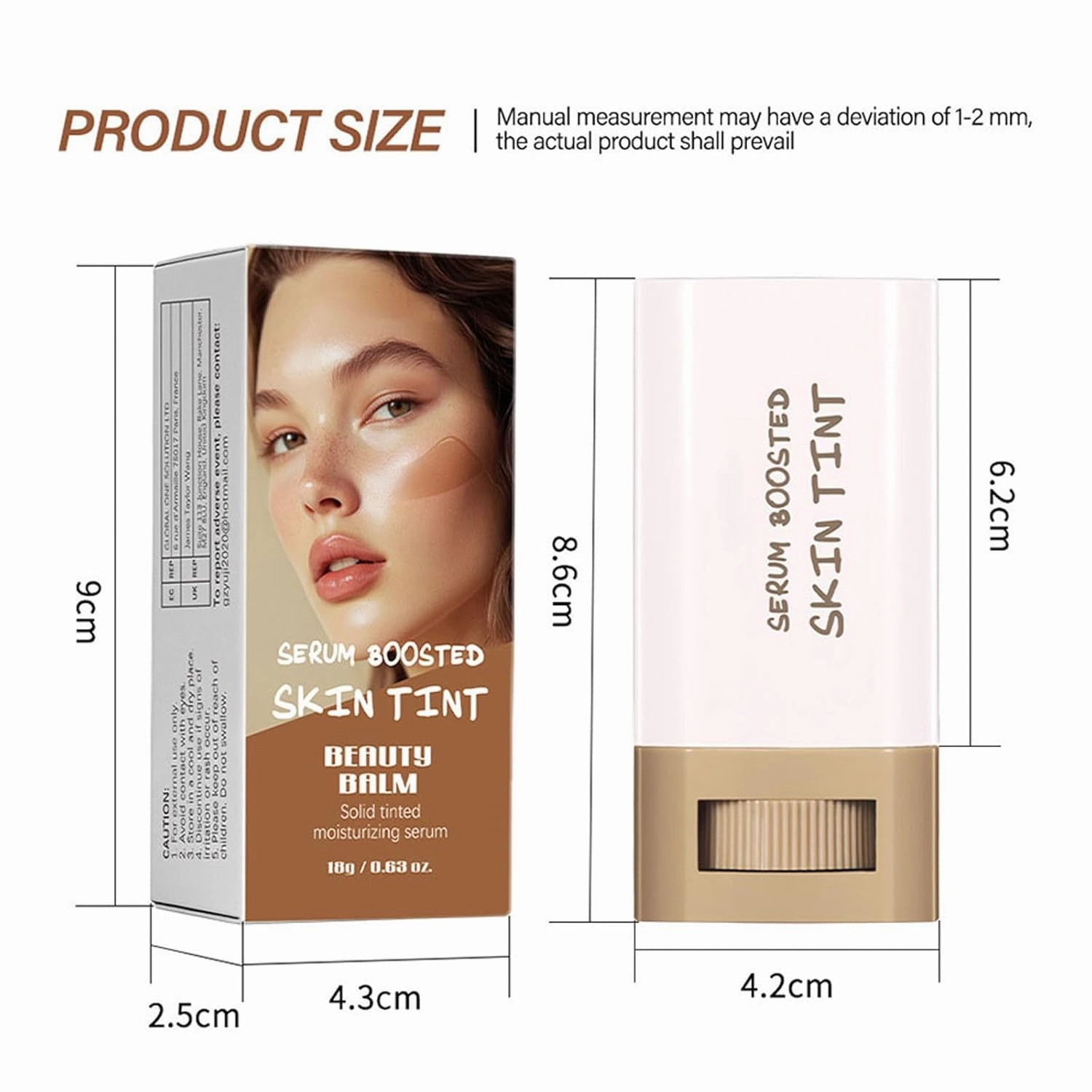 Splendor Serum Boosted Skin Tint Balm, Solid Tinted Moisturizing Serum Contour Stick Foundation Face Stick, Sweat-proof Portable for Women of All Skin Tones (#2-2PCS)