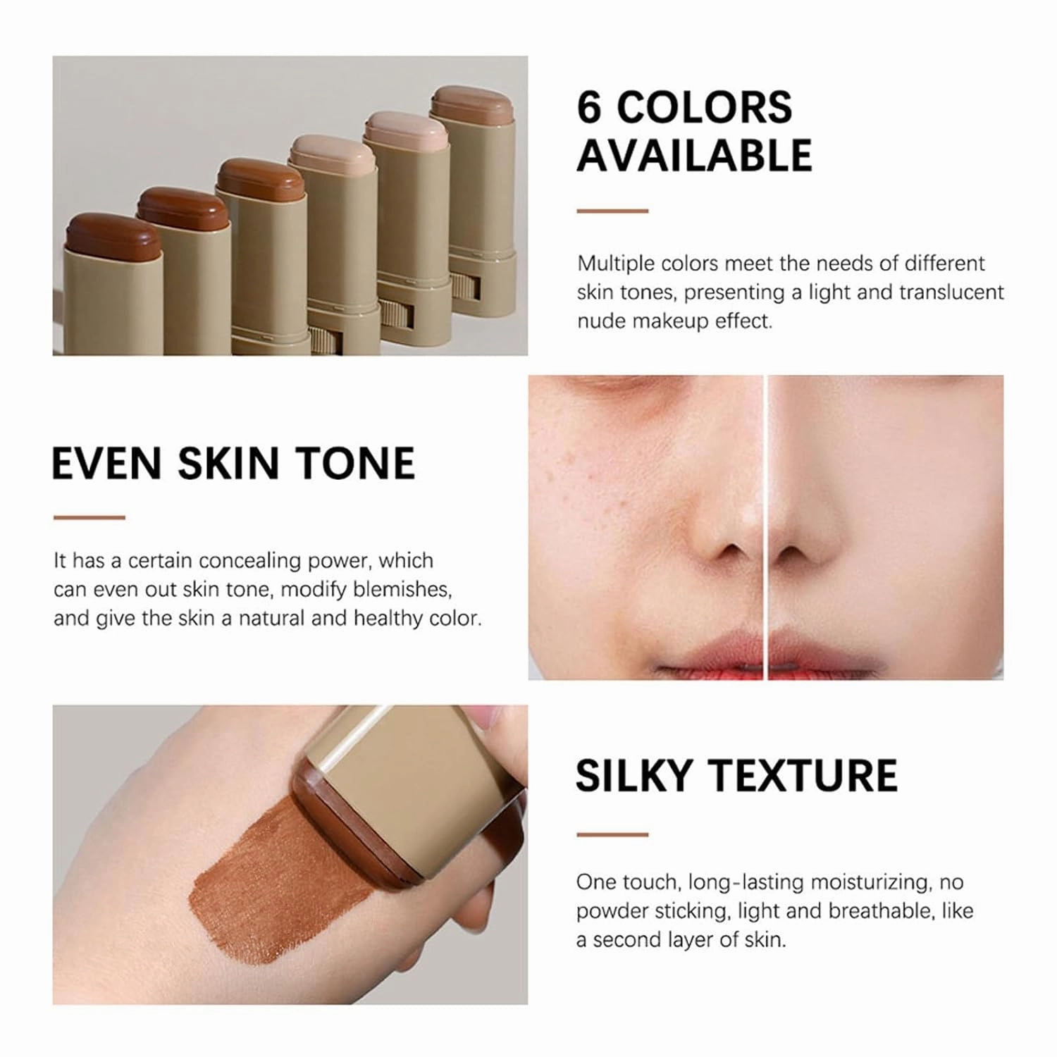 Splendor Serum Boosted Skin Tint Balm, Solid Tinted Moisturizing Serum Contour Stick Foundation Face Stick, Sweat-proof Portable for Women of All Skin Tones (#2-2PCS)