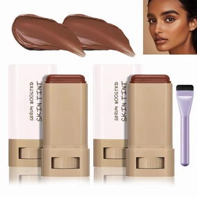 Splendor Serum Boosted Skin Tint Balm, Solid Tinted Moisturizing Serum Contour Stick Foundation Face Stick, Sweat-proof Portable for Women of All Skin Tones (#2-2PCS)