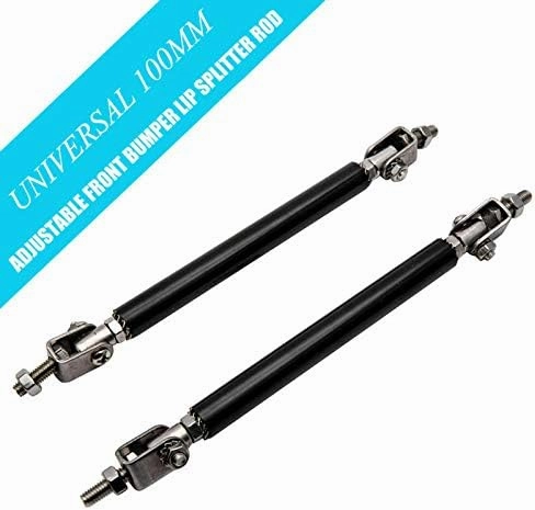 Splitter Rod,MASO Black Adjustable 100MM Front Bumper Lip Strut Rods Tie Bar Support Black