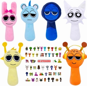 Sprunki Plush Toys Set – Phase 1 Soft Stuffed Characters, Adorable Collectible Plush Dolls, Great for Sprunki Fans & Kids (6 pcs)