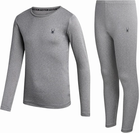 Spyder Kids Thermal Underwear Set - 2 Piece Brushed Back Fleece Lined Long Johns Base Layer Set for Boys and Girls (4-18)