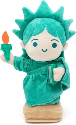 Statue of Liberty Plush Doll Toy 13" Lady Liberty Figurine Plushie Stuffed Animal for Kids (Green with Small Eyes)