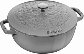 Staub Cast Iron 3.75-qt Essential French Oven with Lilly Lid - Graphite Grey, Made in France