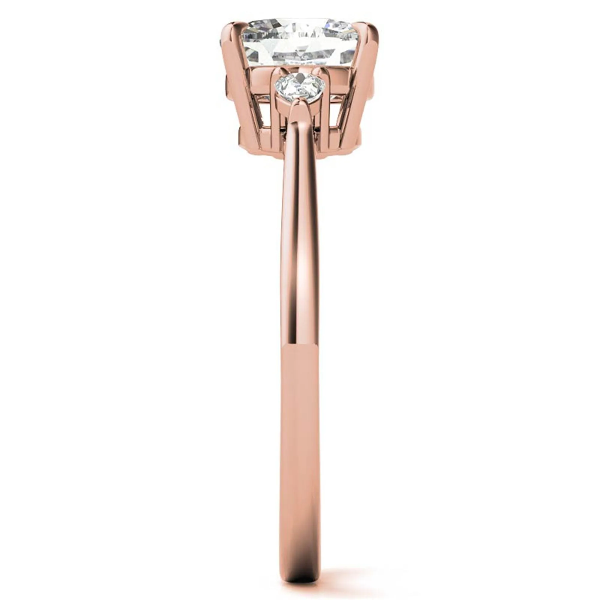 Sterling Silver Cushion-Cut With Two Pear-Shaped  Adjustable Engagement Rose Gold Ring For Woman