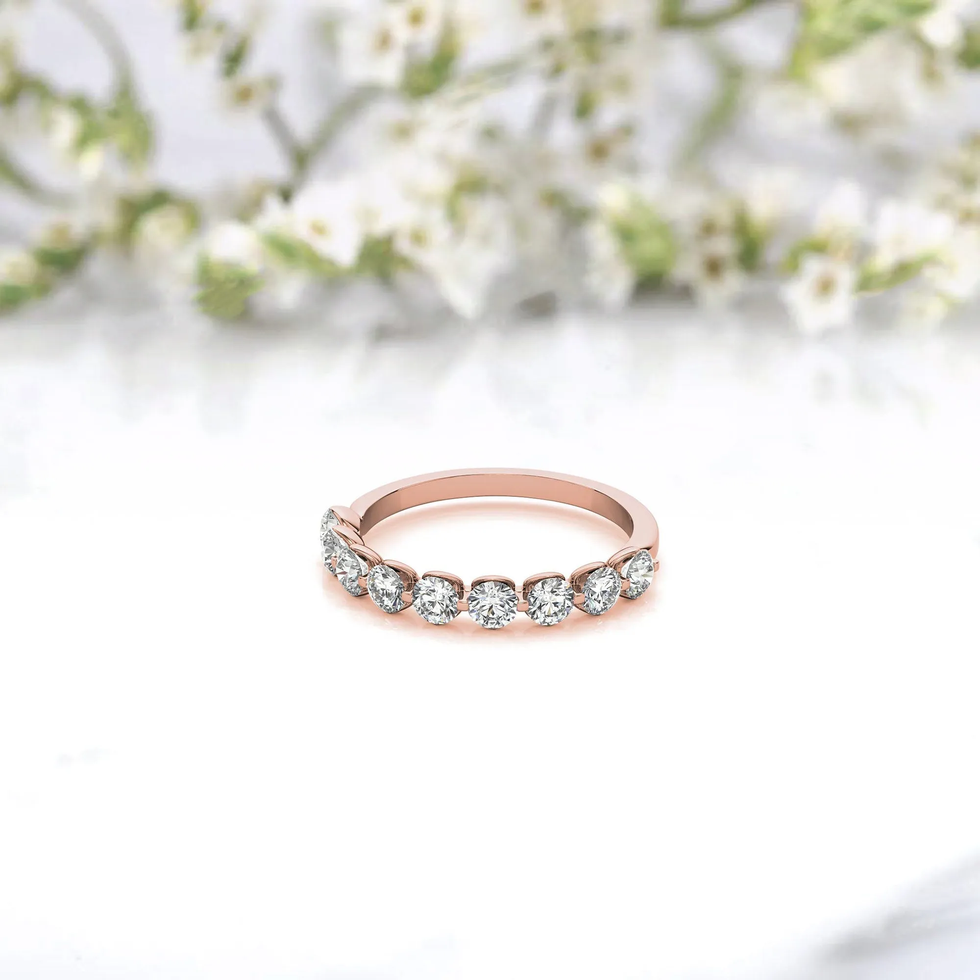 Sterling Silver Graceful Adjustable Round Cut Diamond Rose Gold Ring For Women