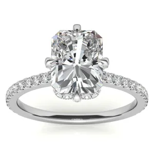 Sterling Silver Radiant-Cut Center Stone Adjustable  Engagement  White Gold Ring Perfect for  Special Occasions