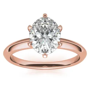 Sterling Silver Six-Prong Adjustable Solitaire Rose Gold Engagement Ring for Women
