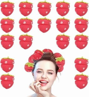 Strawberry heatless curlers；Strawberry curlers；Strawberry Hair curlers；Foam curlers；trawberry Foam Rollers (Red18)