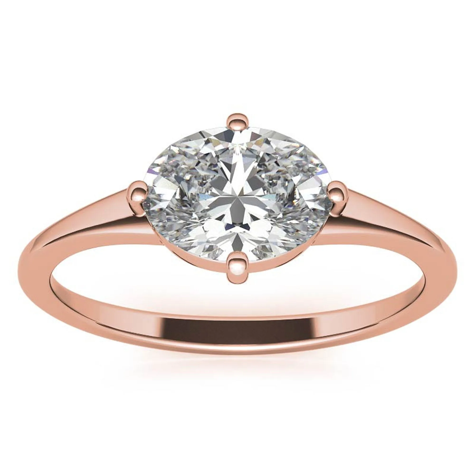 Stunning Solara Oval Solitaire Ring - Adjustable Sterling Silver with Luxurious Rose Gold Plating