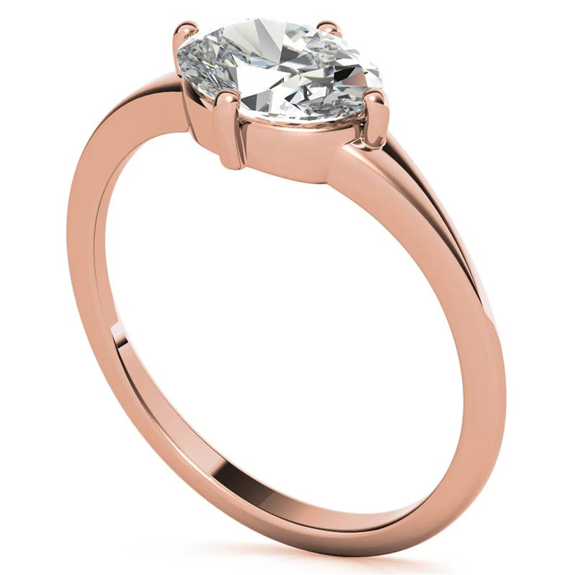 Stunning Solara Oval Solitaire Ring - Adjustable Sterling Silver with Luxurious Rose Gold Plating