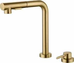 SUMERAIN Kitchen Sink Faucet with Pull Out Sprayer and Side Handle, 2 Hole Sink Faucet Brushed Gold
