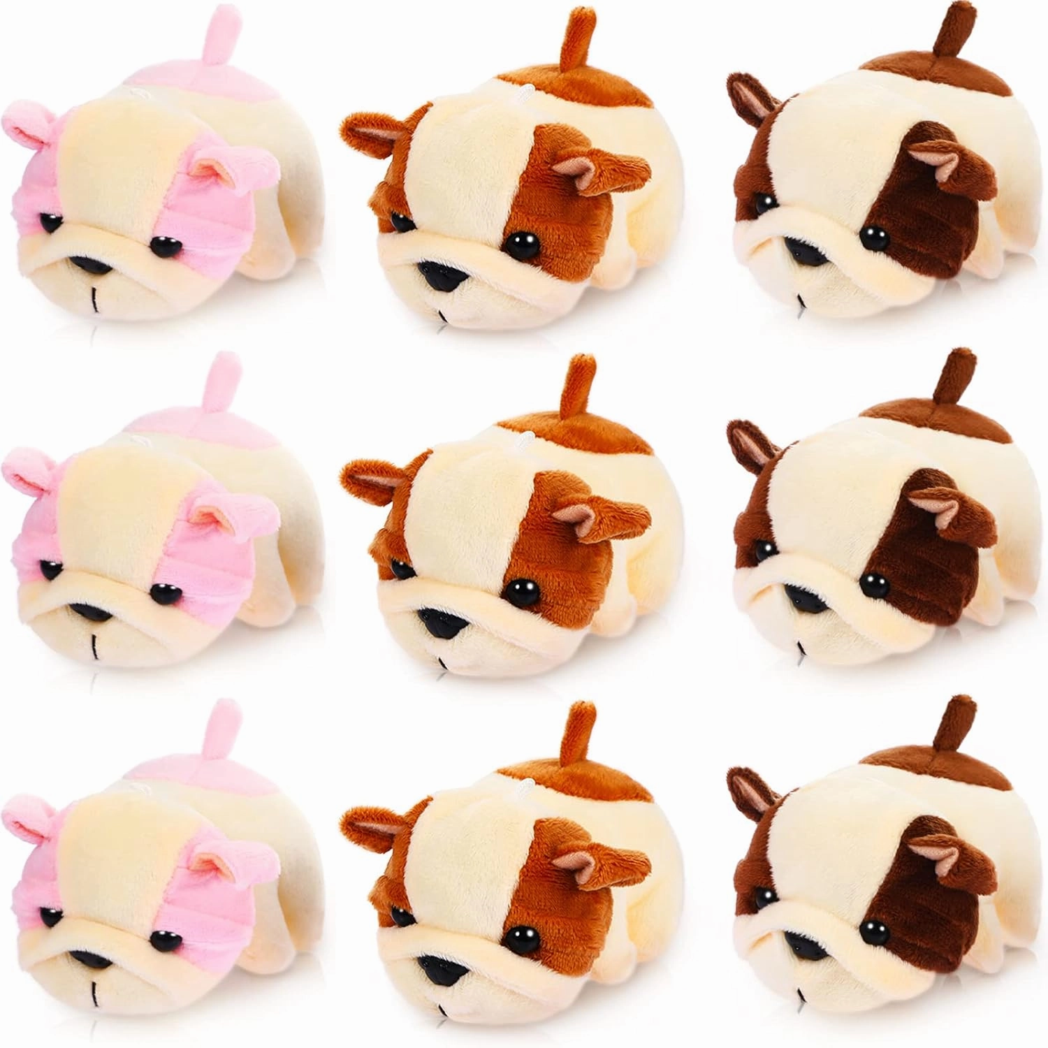 Sumind 9 Pcs 4" 5" Mini Plush Stuffed Puppy Dog Party Favor Small Dog Stuffed Animal Bulk Soft Toy Doll Cute for Kids Gift Graduation Stocking Stuffers Baby Shower Birthday(Fluffy Puppy)