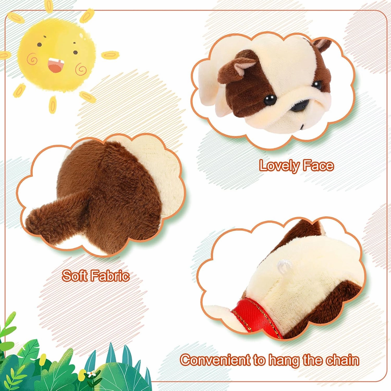 Sumind 9 Pcs 4" 5" Mini Plush Stuffed Puppy Dog Party Favor Small Dog Stuffed Animal Bulk Soft Toy Doll Cute for Kids Gift Graduation Stocking Stuffers Baby Shower Birthday(Fluffy Puppy)