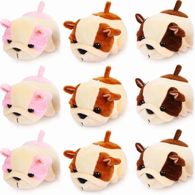 Sumind 9 Pcs 4" 5" Mini Plush Stuffed Puppy Dog Party Favor Small Dog Stuffed Animal Bulk Soft Toy Doll Cute for Kids Gift Graduation Stocking Stuffers Baby Shower Birthday(Fluffy Puppy)