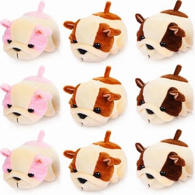 Sumind 9 Pcs 4" 5" Mini Plush Stuffed Puppy Dog Party Favor Small Dog Stuffed Animal Bulk Soft Toy Doll Cute for Kids Gift Graduation Stocking Stuffers Baby Shower Birthday(Fluffy Puppy)
