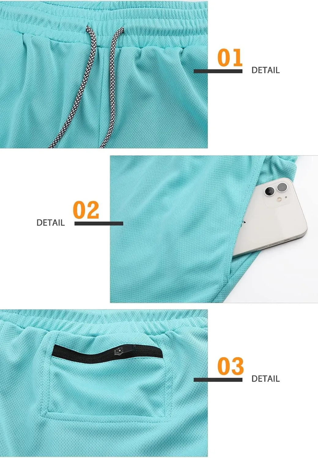 Surenow Men's Running Shorts Quick Dry Workout Gym Shorts Athletic 2-in-1 Stealth Shorts Outdoor Short for Men with Pockets