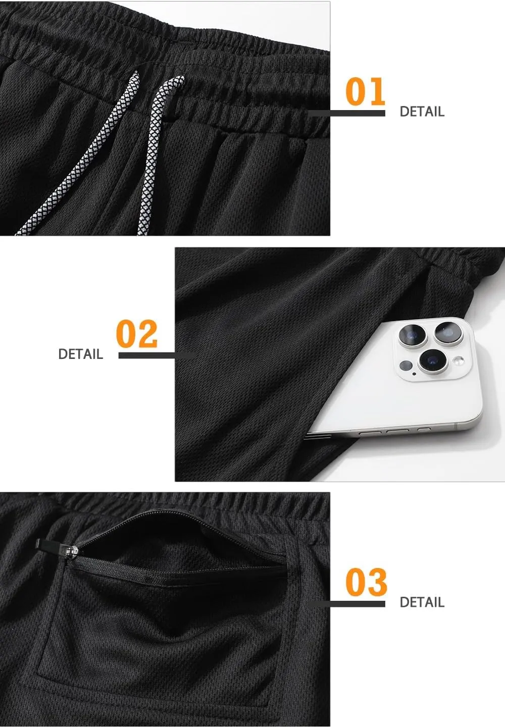 Surenow Men's Running Shorts Quick Dry Workout Gym Shorts Athletic 2-in-1 Stealth Shorts Outdoor Short for Men with Pockets